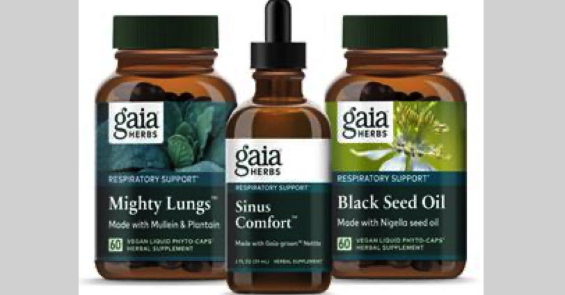 Gaia Herbs New Respiratory Supplements Include Lung and Sinus Support